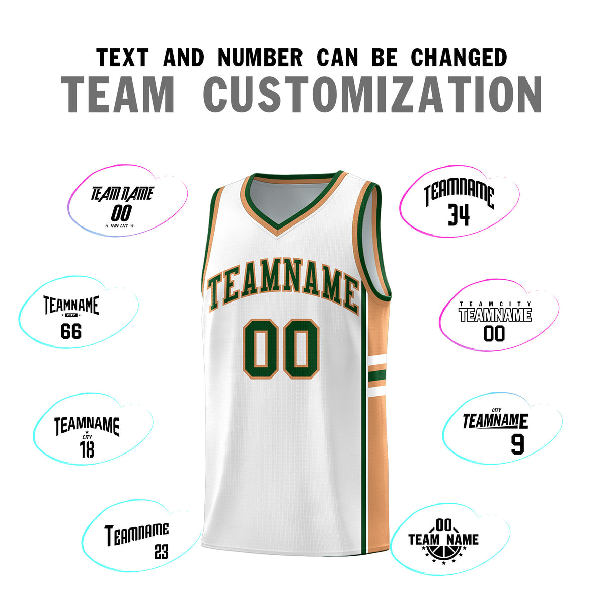 Custom Youth Basketball Jersey - White Buckskin Brown Two-Tone Varsity Jersey Set