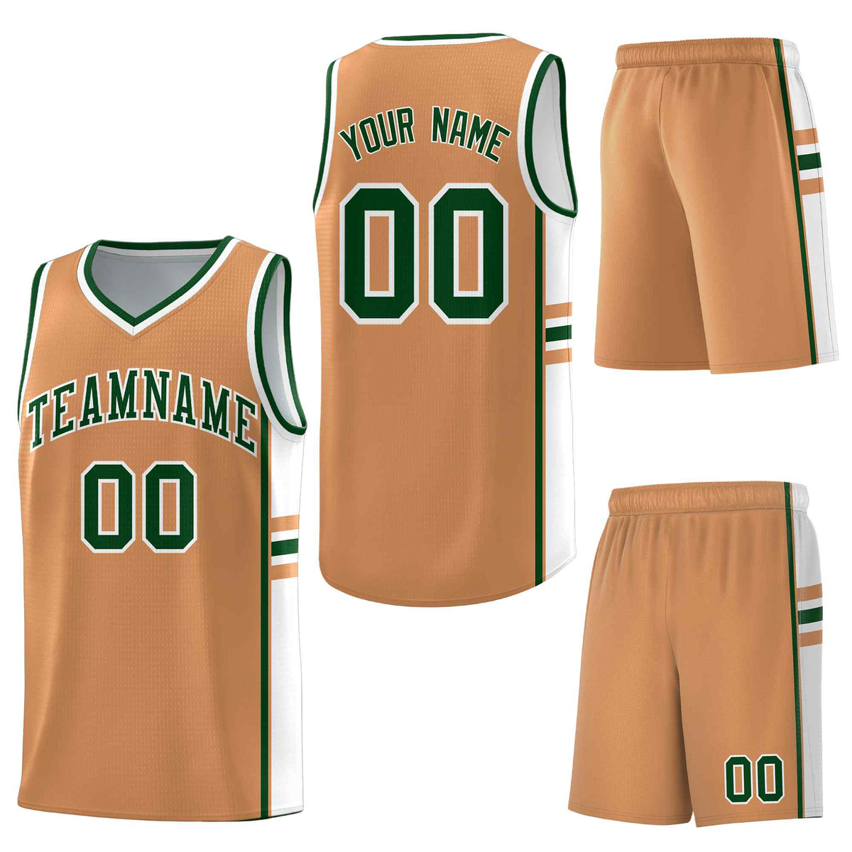 Custom Buckskin Brown White Classic Color Block Breathable Varsity Uniform Basketball Jersey