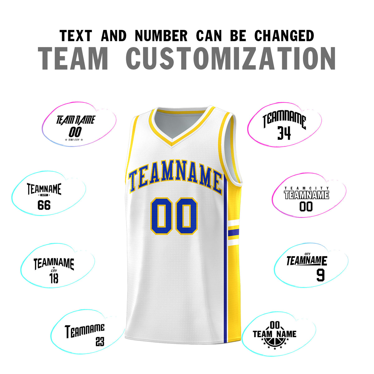 Custom Youth Basketball Jersey - White Fluorescent Yellow Two-Tone Varsity Jersey Set