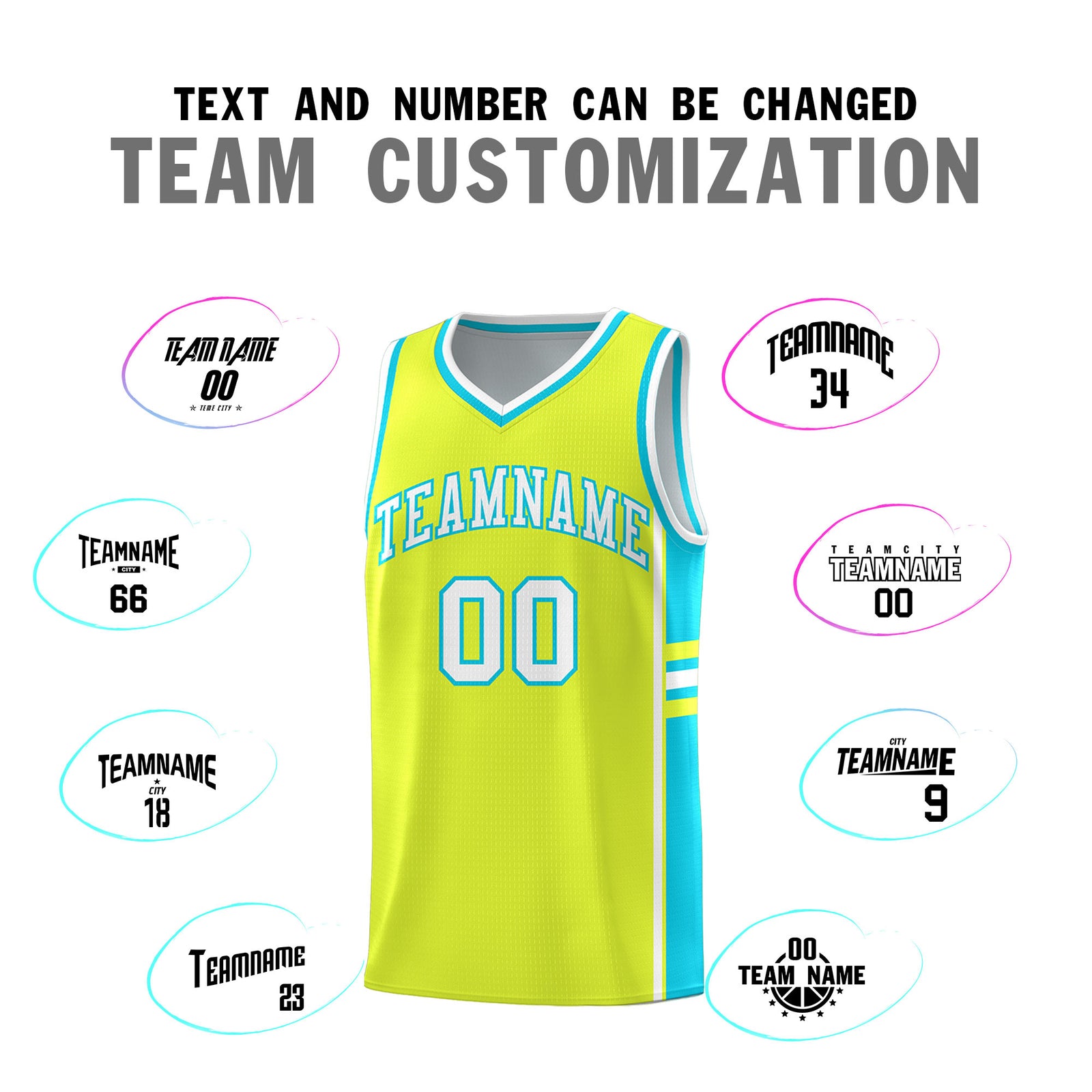 Custom Youth Basketball Jersey - Fluorescent Green Sky Blue Two-Tone Classic Varsity Uniform