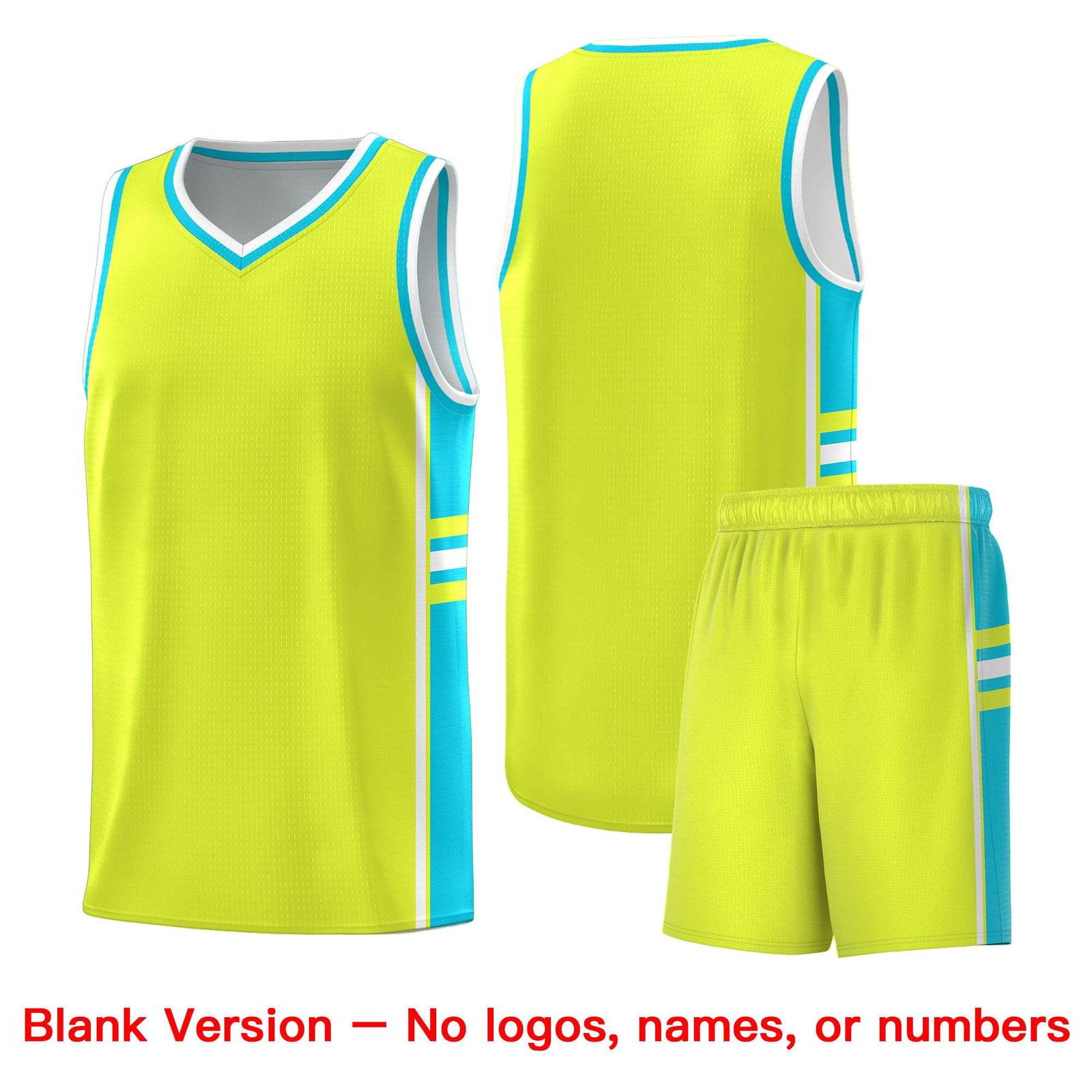Custom Youth Basketball Jersey - Fluorescent Green Sky Blue Two-Tone Classic Varsity Uniform