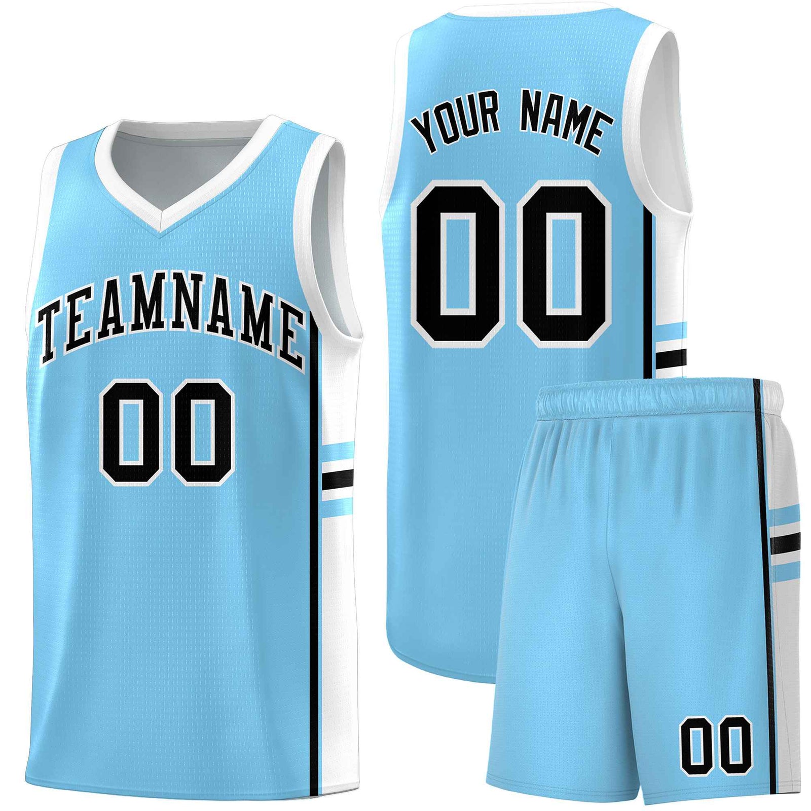Custom Youth Basketball Jersey - Light Blue White Personalized Varsity Two-Tone Uniform