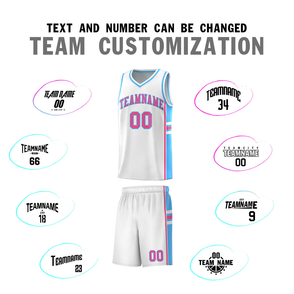 Custom Youth Basketball Jersey - White Powder Blue Two-Tone Varsity Jersey Set