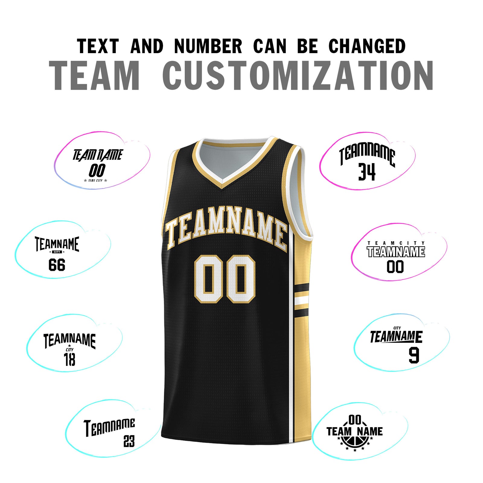 Custom Youth Basketball Jersey - Black Old Gold Two-Tone Classic Varsity Uniform