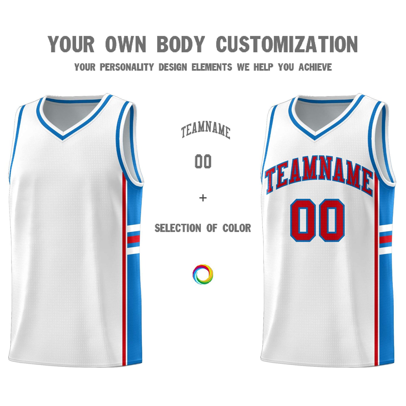 Custom Youth Basketball Jersey - White Royal Two-Tone Varsity Jersey Set