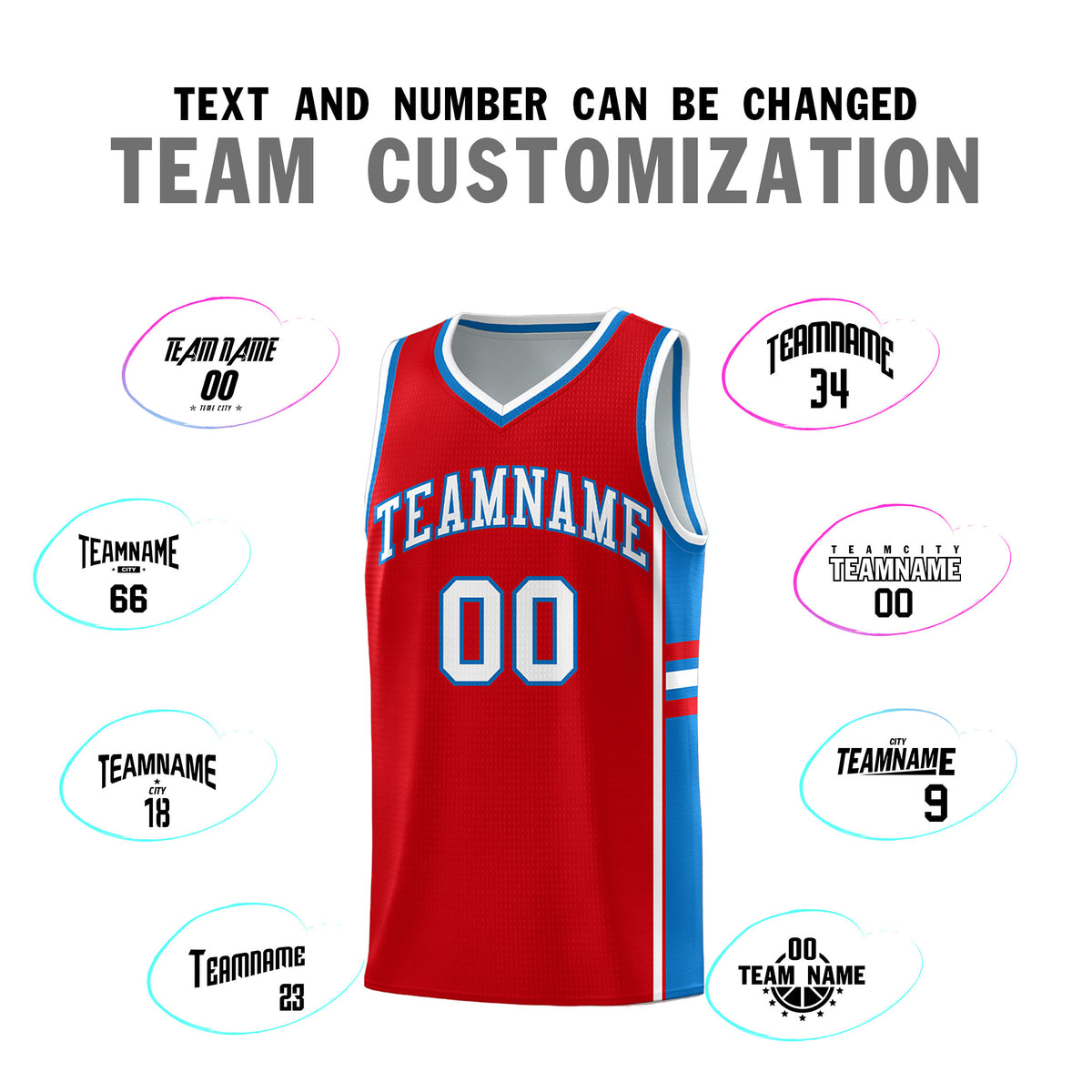 Custom Youth Basketball Jersey - Red Royal Two-Tone Classic Varsity Uniform