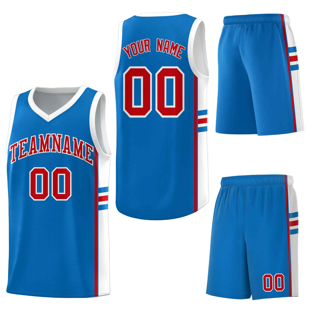 Custom Royal White Classic Color Block Quick-Drying Personalized Uniform Basketball Jersey