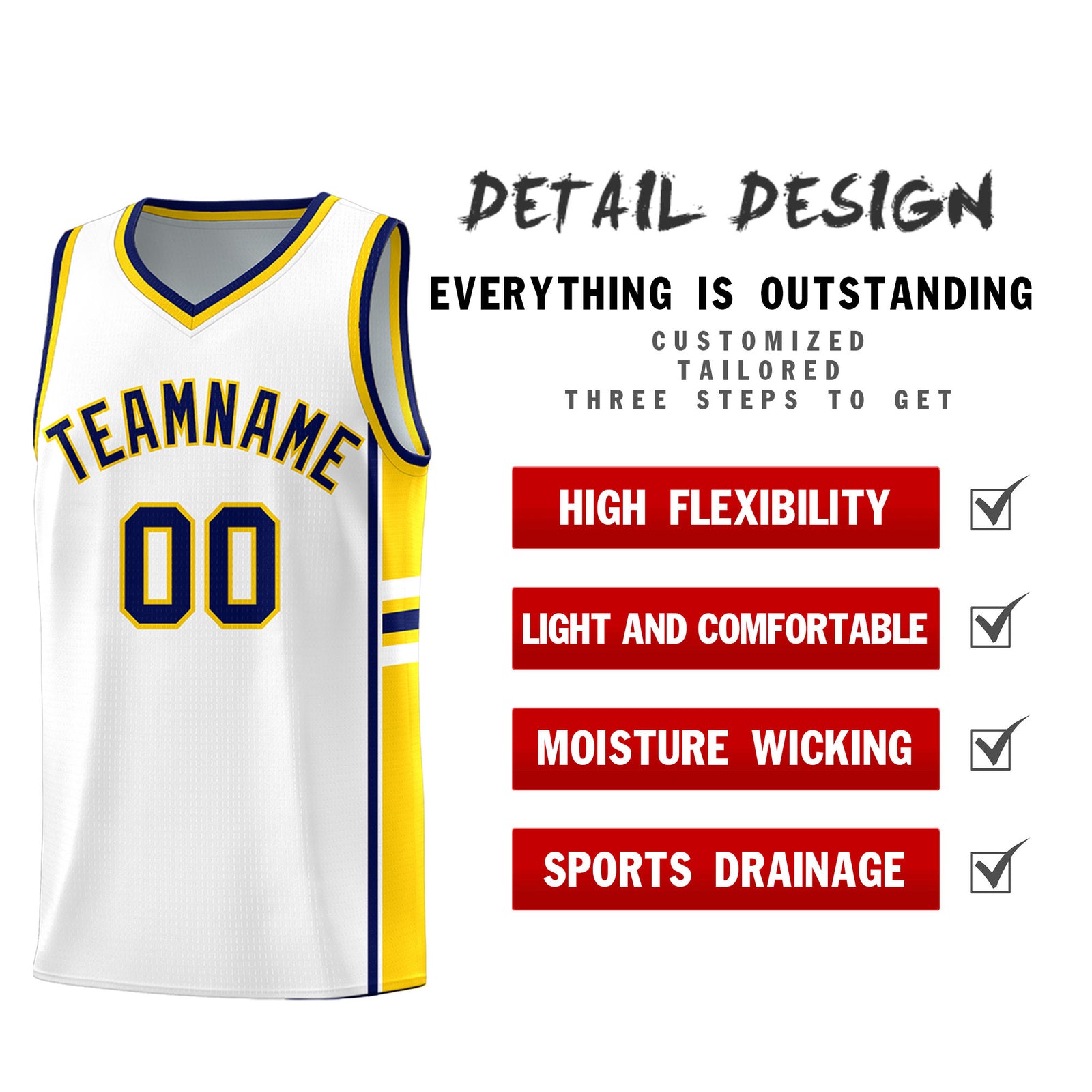 Custom Youth Basketball Jersey - White Gold Personalized Varsity Two-Tone Uniform