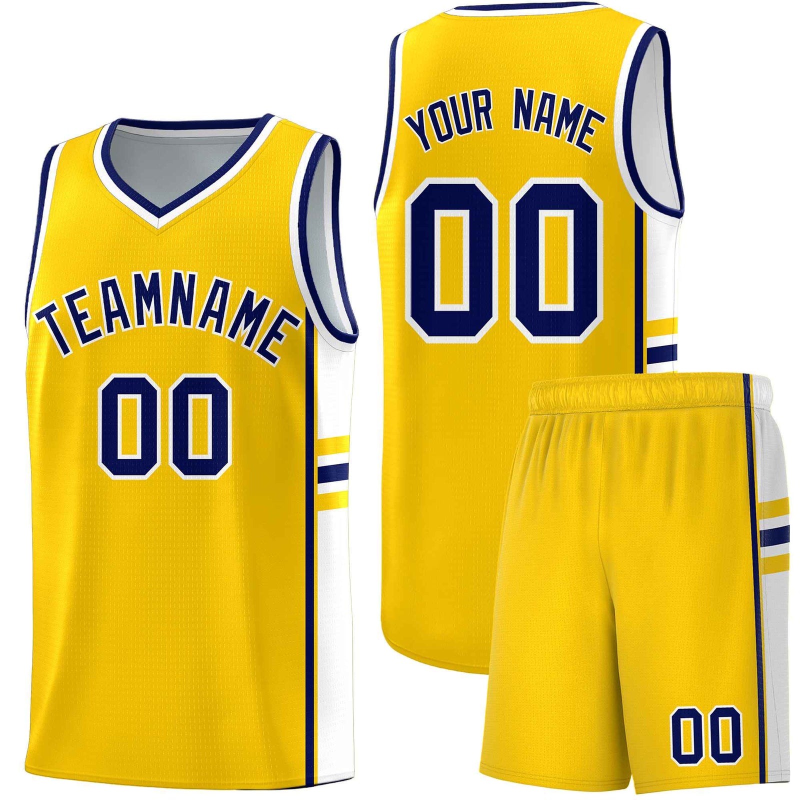 Custom Youth Basketball Jersey - Gold White Two-Tone Classic Varsity Uniform
