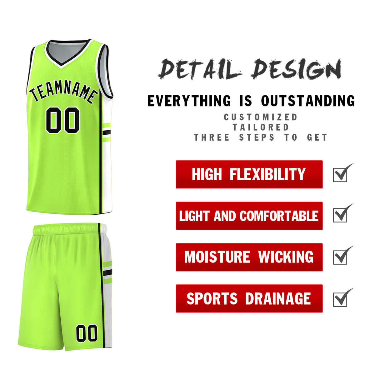 Custom Youth Basketball Jersey - Fluorescent Green White Two-Tone Varsity Jersey Set