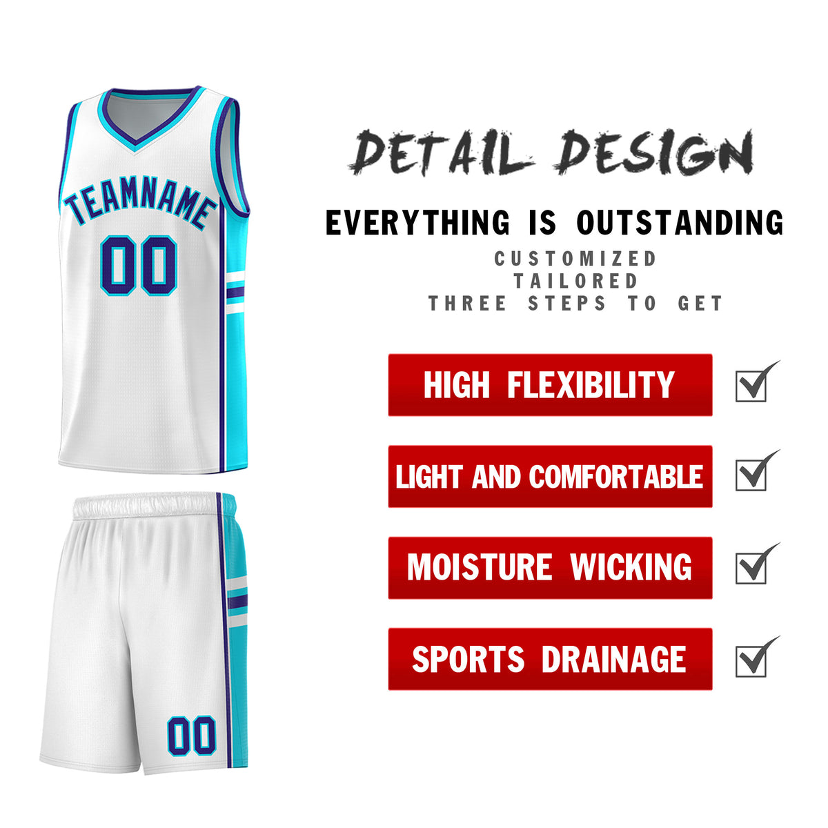 Custom Youth Basketball Jersey - White Royal Personalized Varsity Two-Tone Uniform