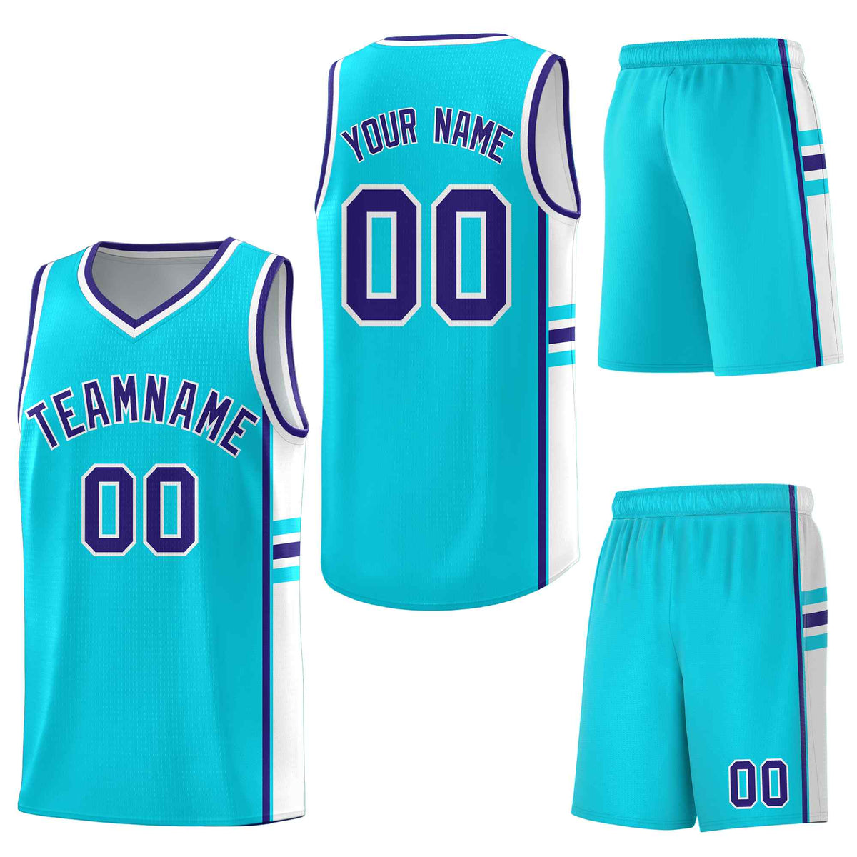 Custom Sky Blue White Classic Color Block Wrinkle-Resistant Personalized Uniform Basketball Jersey