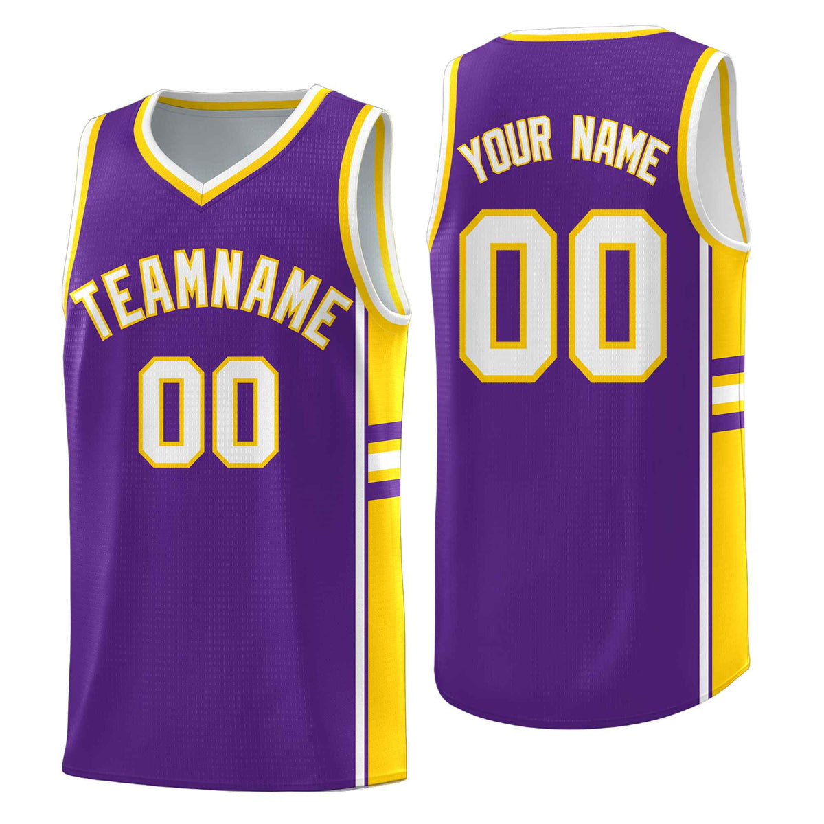 Custom Youth Basketball Jersey - Purple Gold Two-Tone Varsity Jersey Set