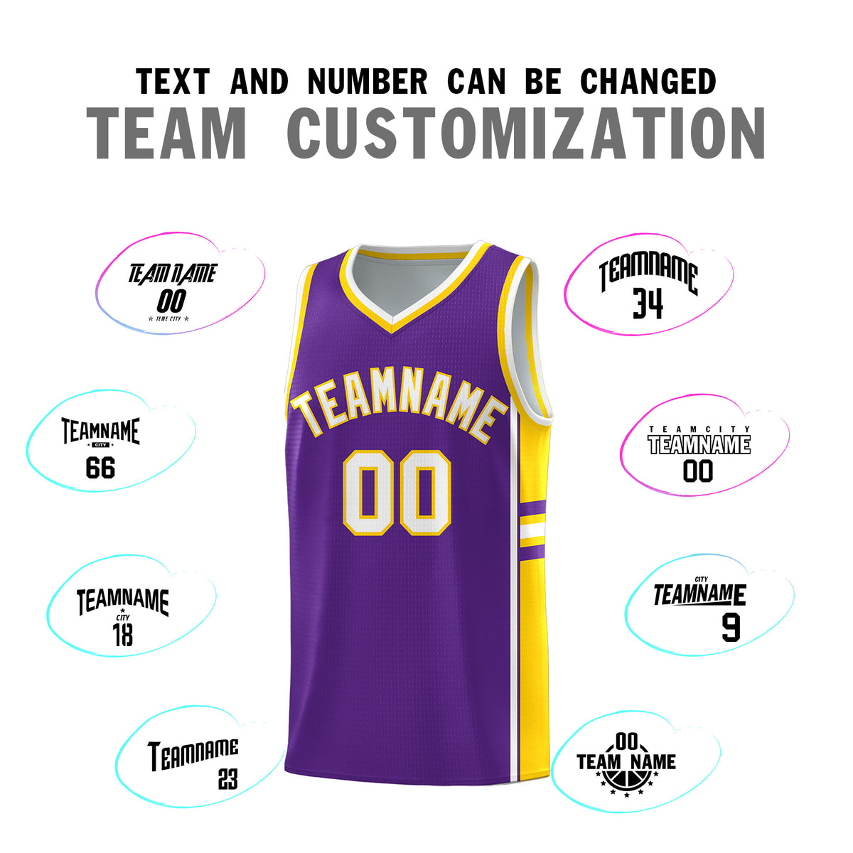 Custom Youth Basketball Jersey - Purple Gold Two-Tone Varsity Jersey Set