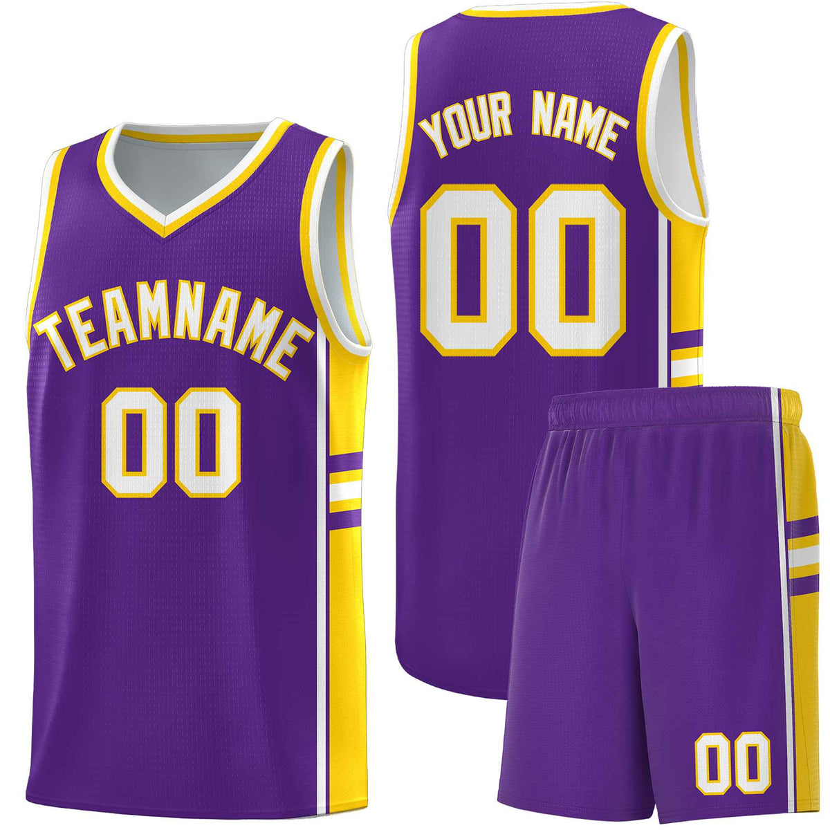 Custom Youth Basketball Jersey - Purple Gold Two-Tone Varsity Jersey Set