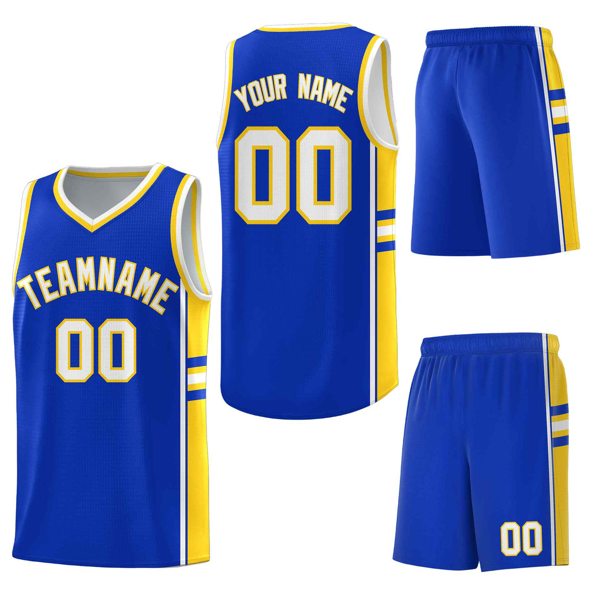 Custom Royal Gold Classic Color Block Wrinkle-Resistant Varsity Uniform Basketball Jersey
