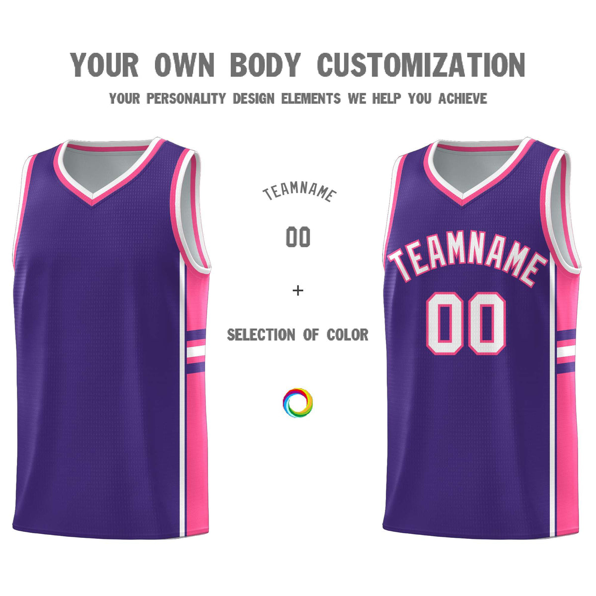Custom Youth Basketball Jersey - Purple Pink Two-Tone Classic Varsity Uniform