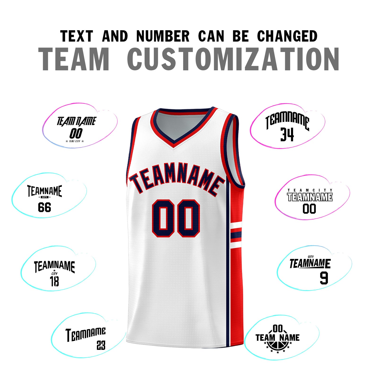 Custom Youth Basketball Jersey - White Red Personalized Varsity Two-Tone Uniform