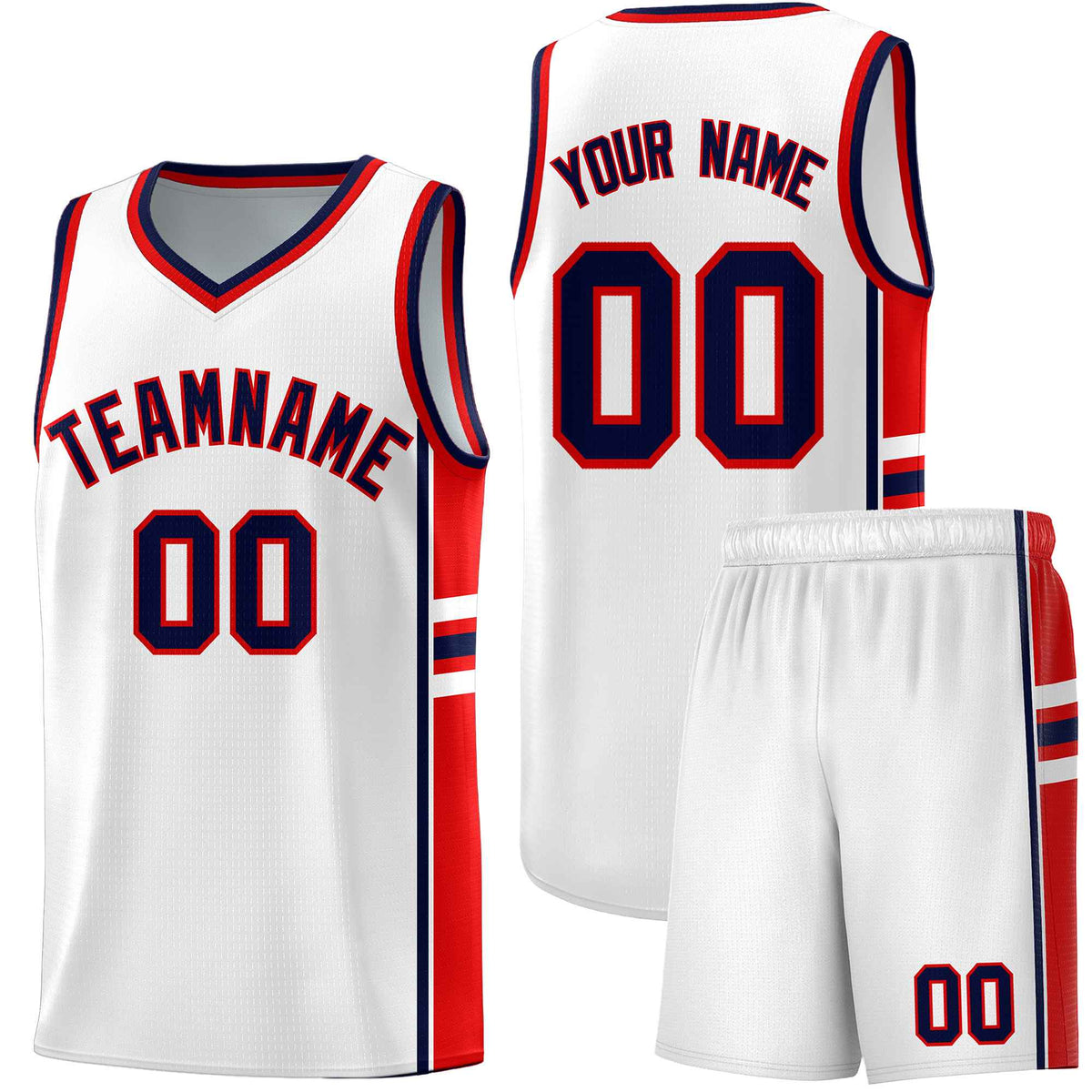 Custom Youth Basketball Jersey - White Red Personalized Varsity Two-Tone Uniform