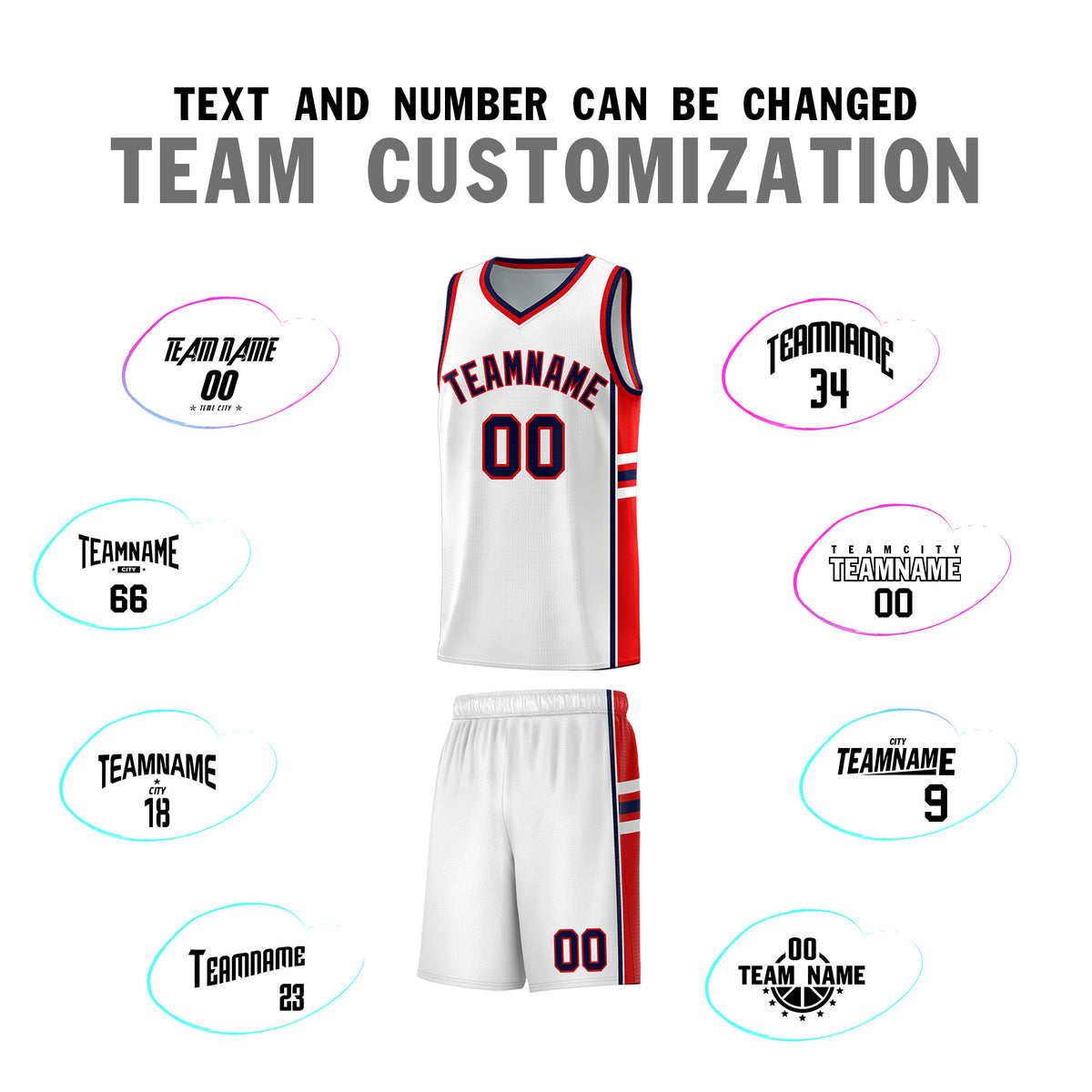 Custom Youth Basketball Jersey - White Red Personalized Varsity Two-Tone Uniform