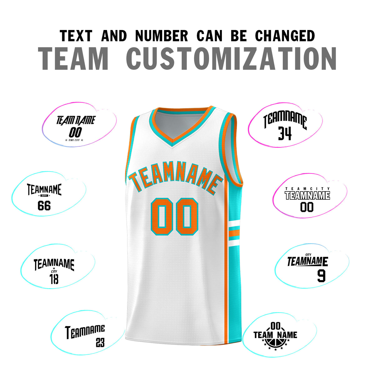 Custom Youth Basketball Jersey - White Aqua Personalized Varsity Two-Tone Uniform