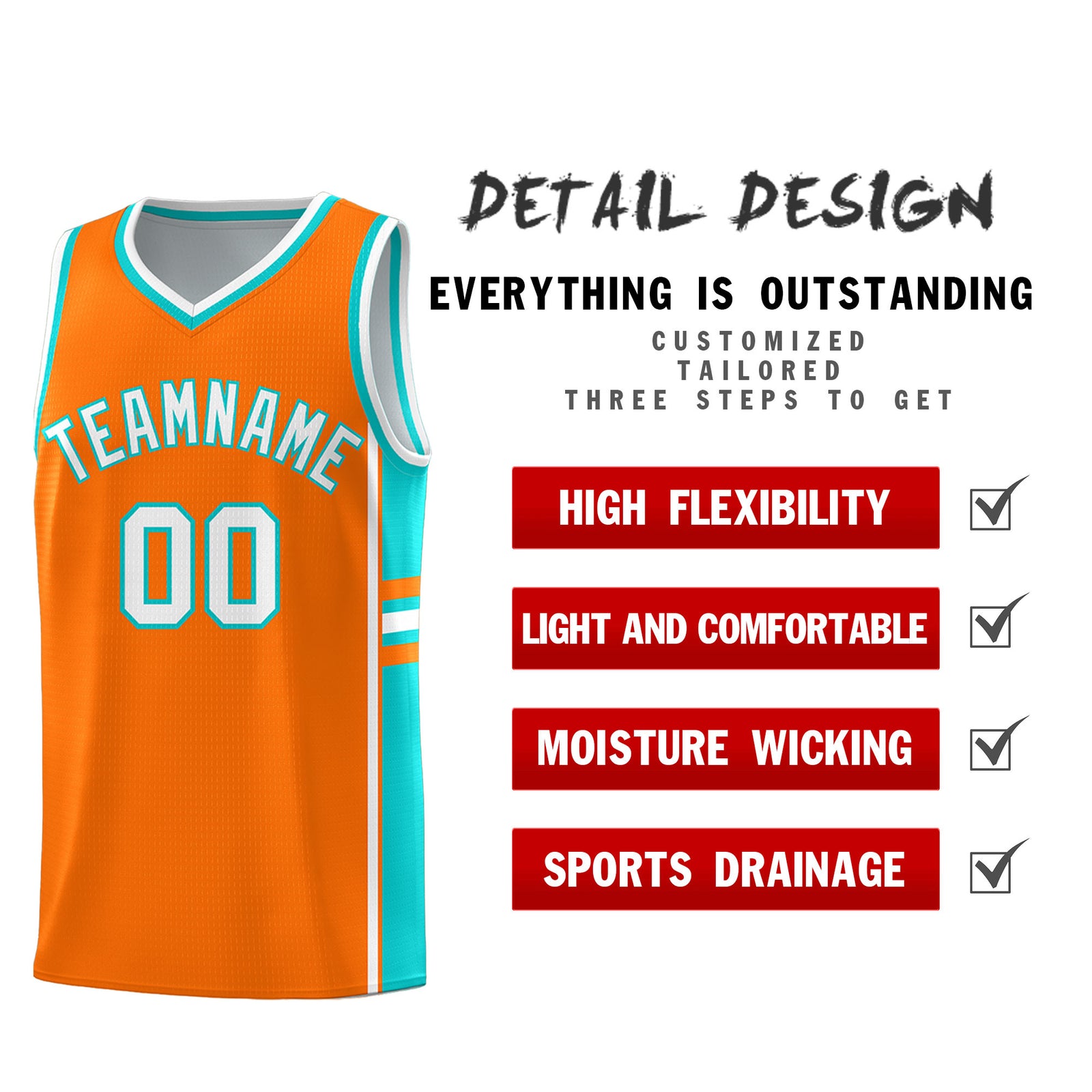 Custom Youth Basketball Jersey - Orange Aqua Two-Tone Varsity Jersey Set