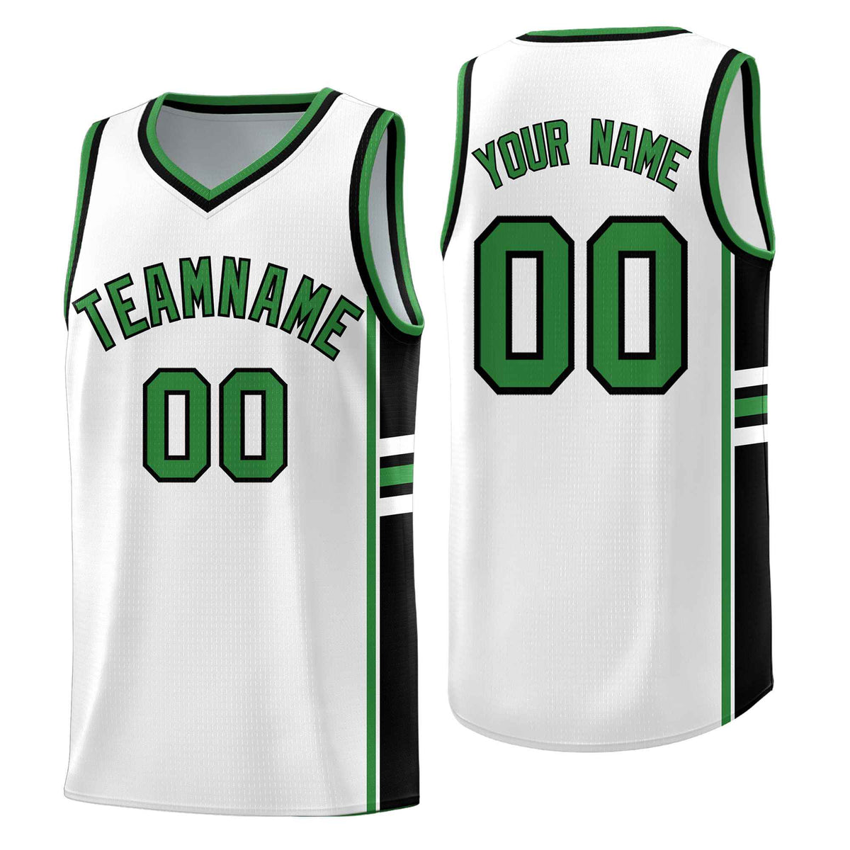 Custom Youth Basketball Jersey - White Kelly Green Two-Tone Varsity Jersey Set