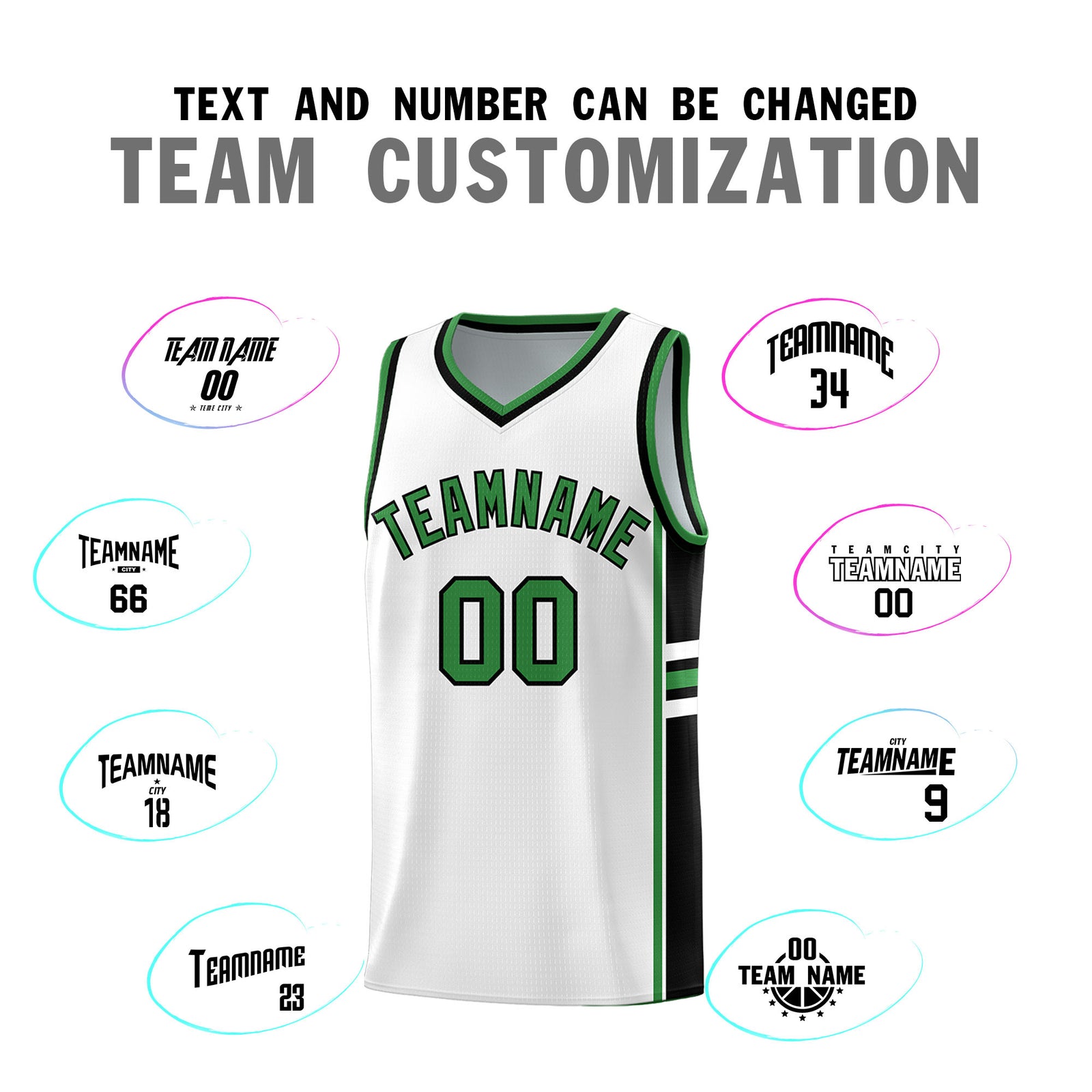 Custom Youth Basketball Jersey - White Kelly Green Two-Tone Varsity Jersey Set