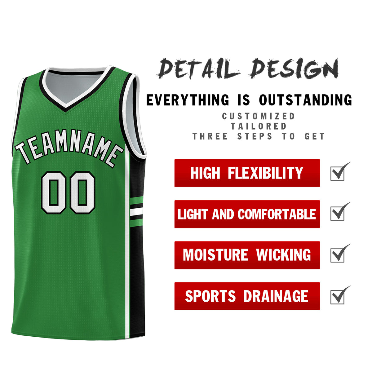 Custom Youth Basketball Jersey - Kelly Green Black Two-Tone Varsity Jersey Set