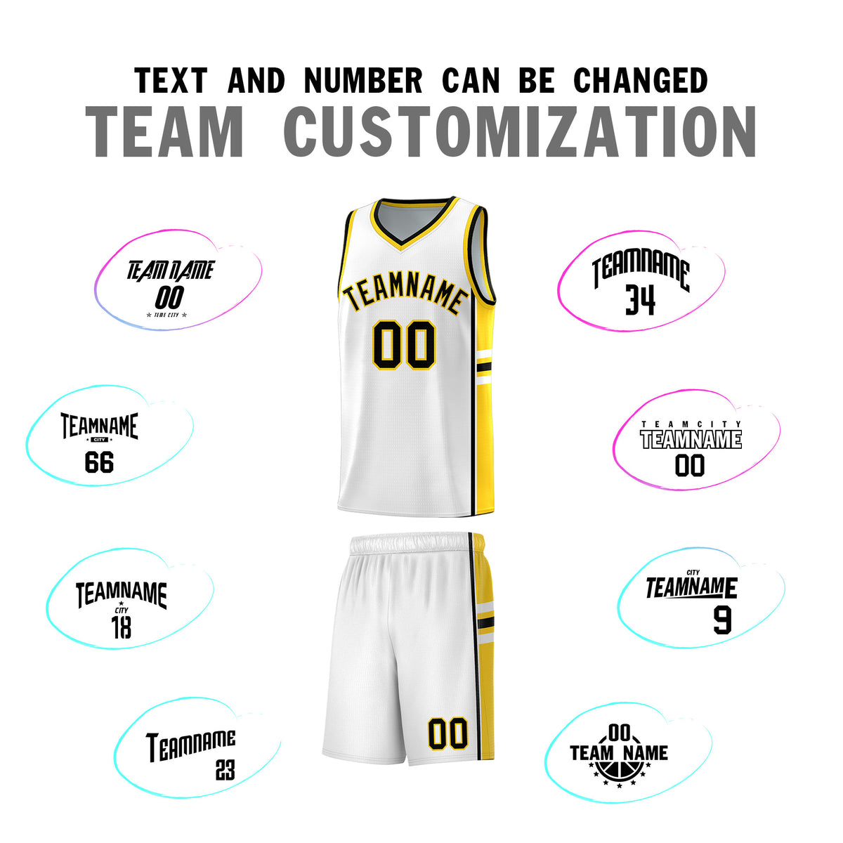 Custom Youth Basketball Jersey - White Gold Personalized Varsity Two-Tone Uniform