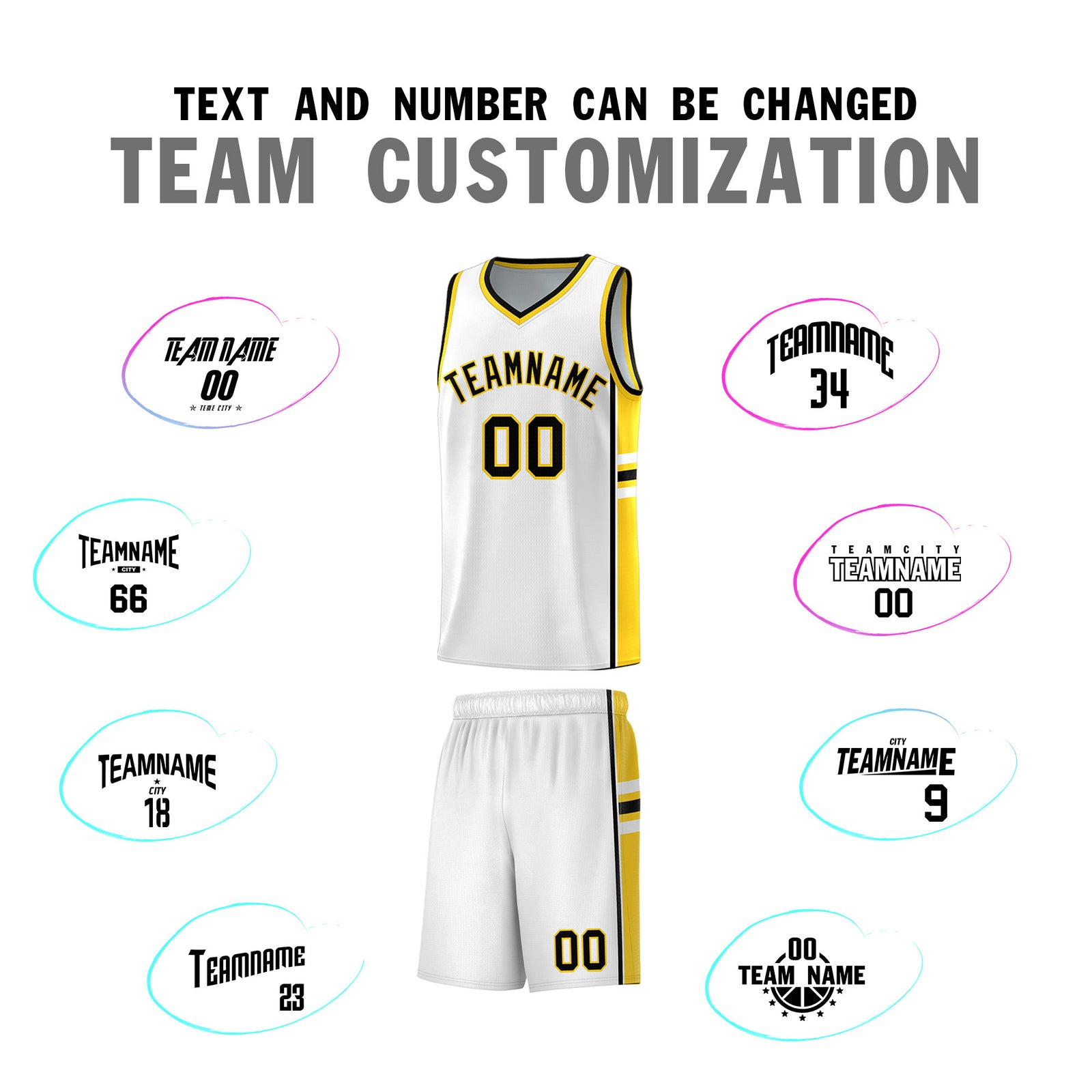 Custom Youth Basketball Jersey - White Gold Personalized Varsity Two-Tone Uniform