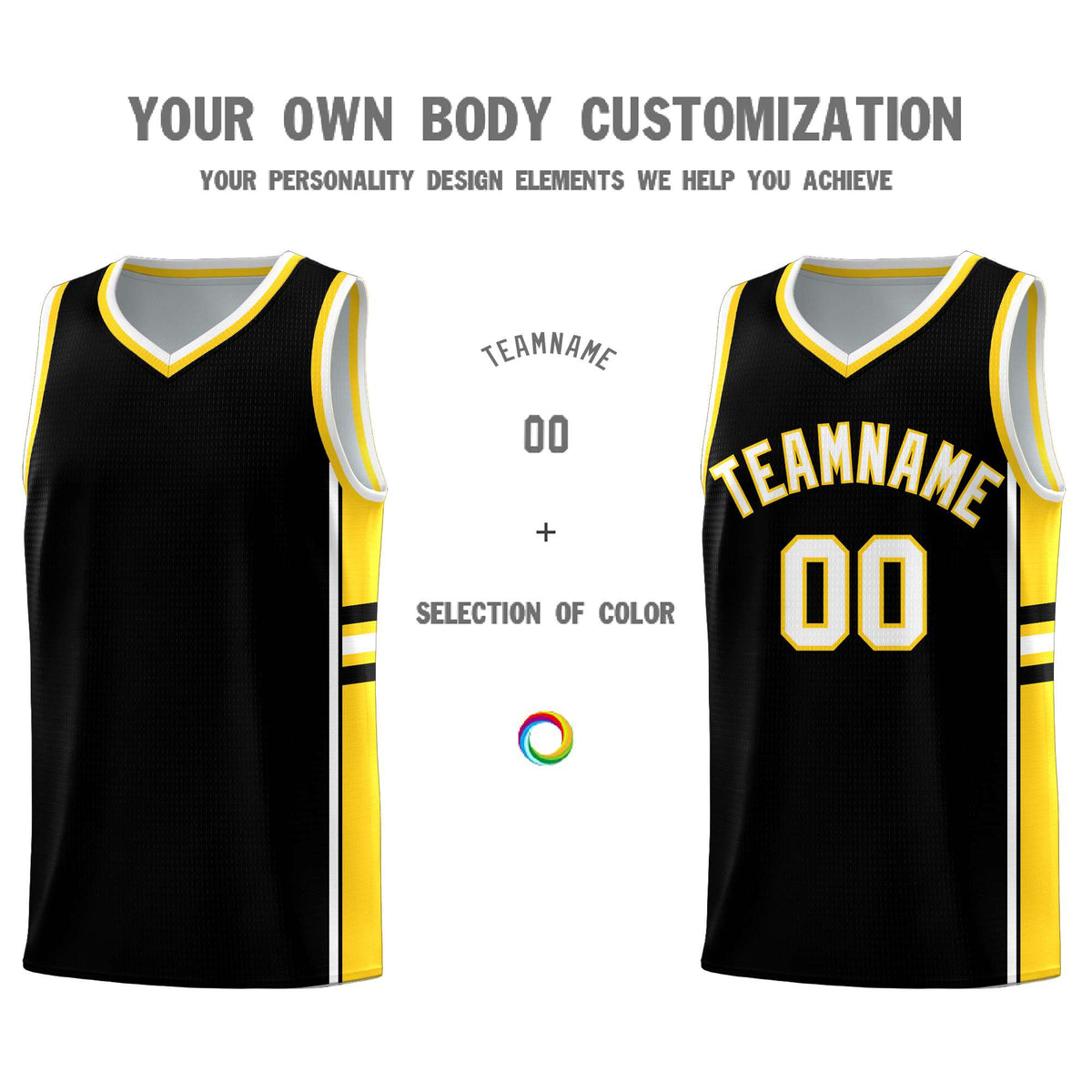 Custom Youth Basketball Jersey - Black Gold Two-Tone Varsity Jersey Set