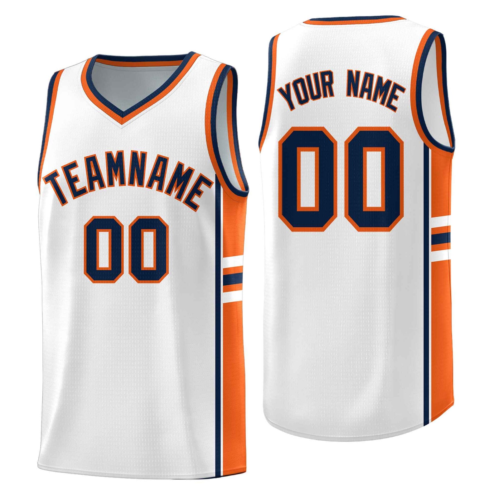 Custom Youth Basketball Jersey - White Orange Personalized Varsity Two-Tone Uniform