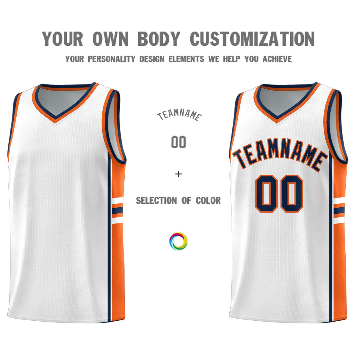 Custom Youth Basketball Jersey - White Orange Personalized Varsity Two-Tone Uniform