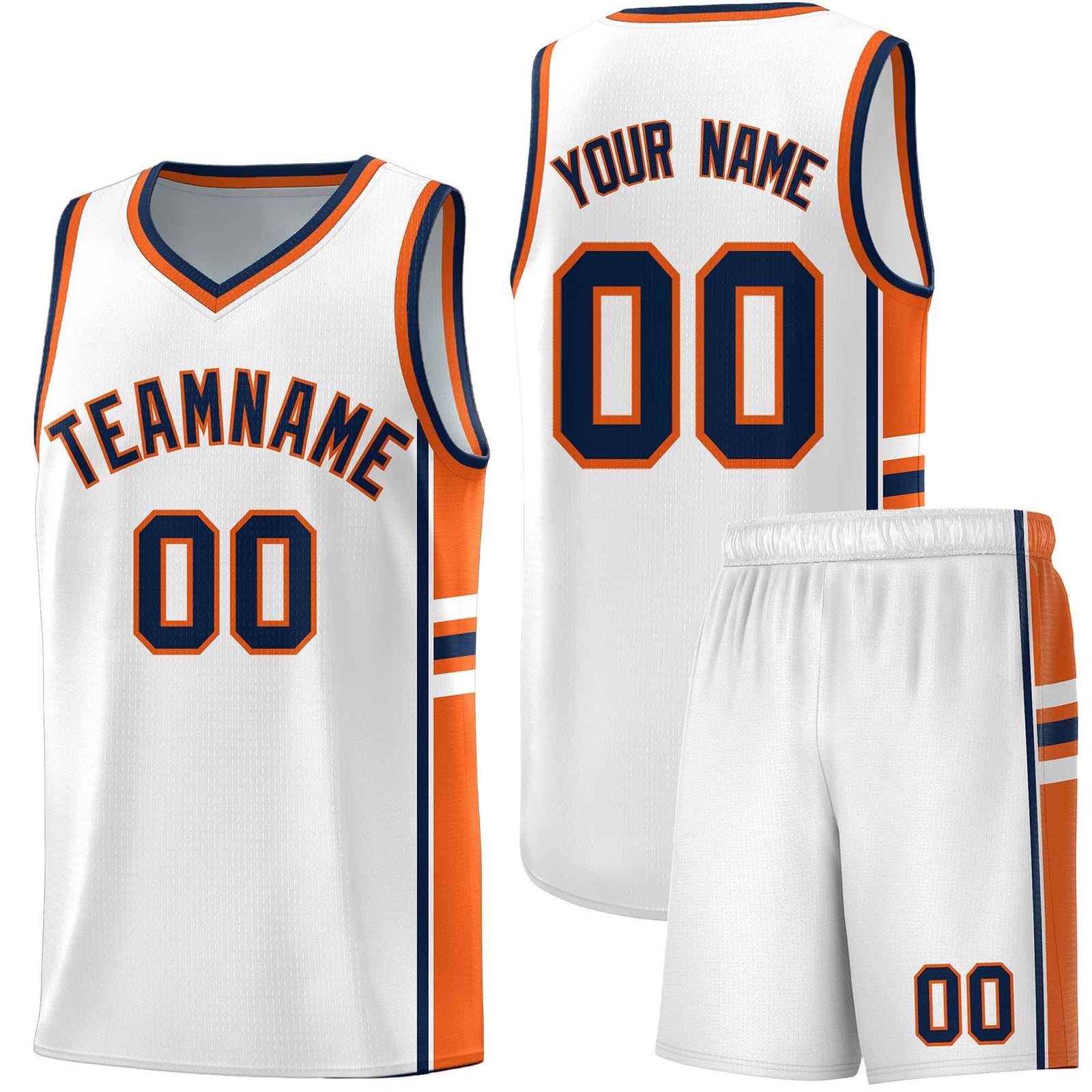 Custom Youth Basketball Jersey - White Orange Personalized Varsity Two-Tone Uniform