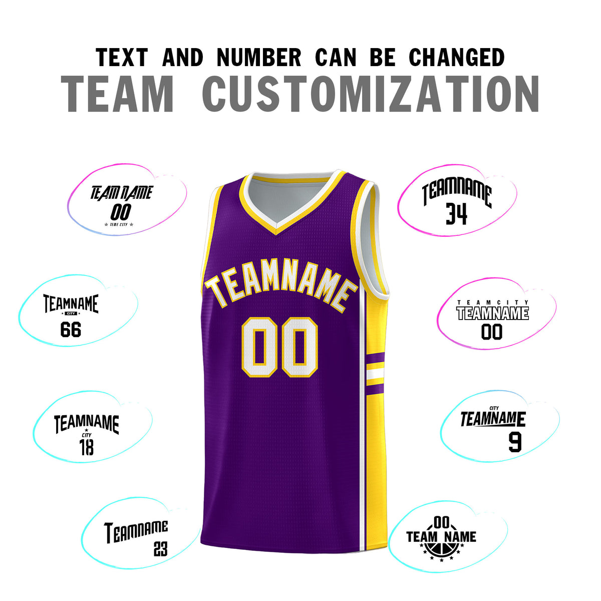 Custom Youth Basketball Jersey - Purple Gold Two-Tone Varsity Jersey Set