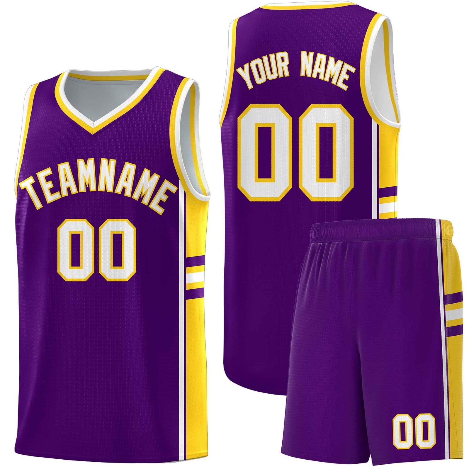 Custom Youth Basketball Jersey - Purple Gold Two-Tone Varsity Jersey Set