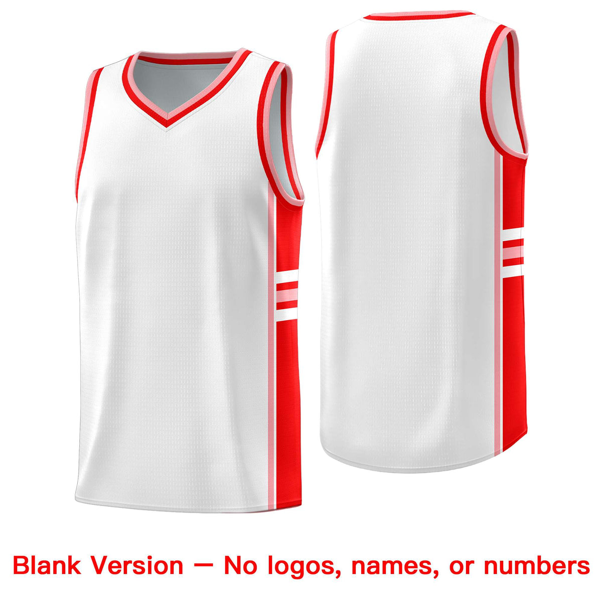 Custom Youth Basketball Jersey - White Light Red Personalized Varsity Two-Tone Uniform