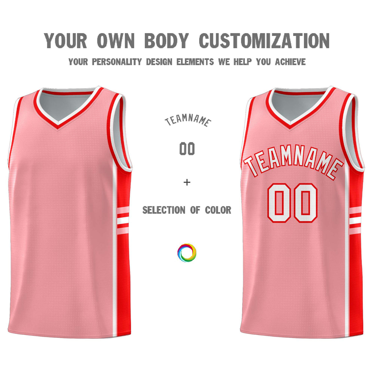 Custom Youth Basketball Jersey - Light Pink Light Red Two-Tone Varsity Jersey Set