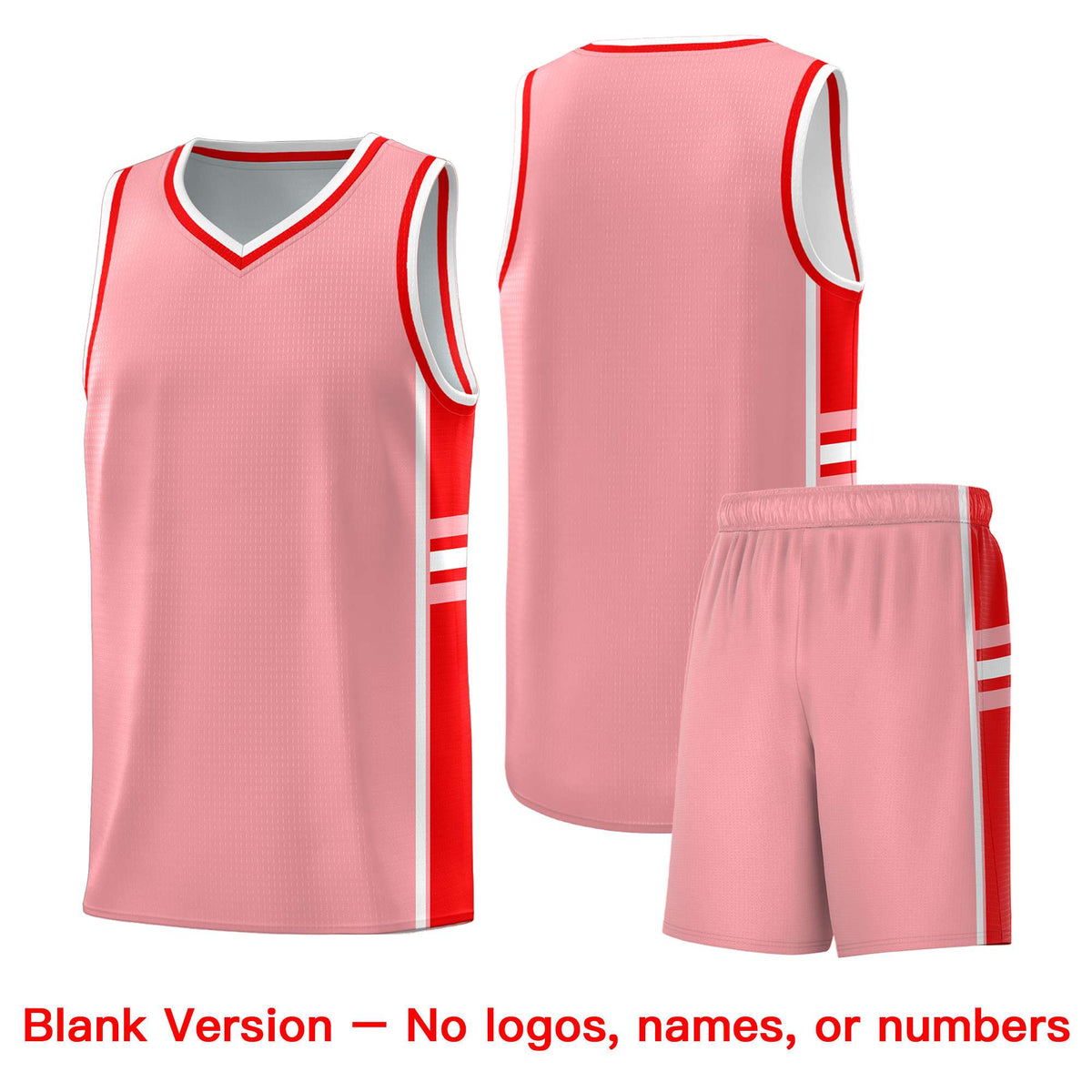 Custom Youth Basketball Jersey - Light Pink Light Red Two-Tone Varsity Jersey Set