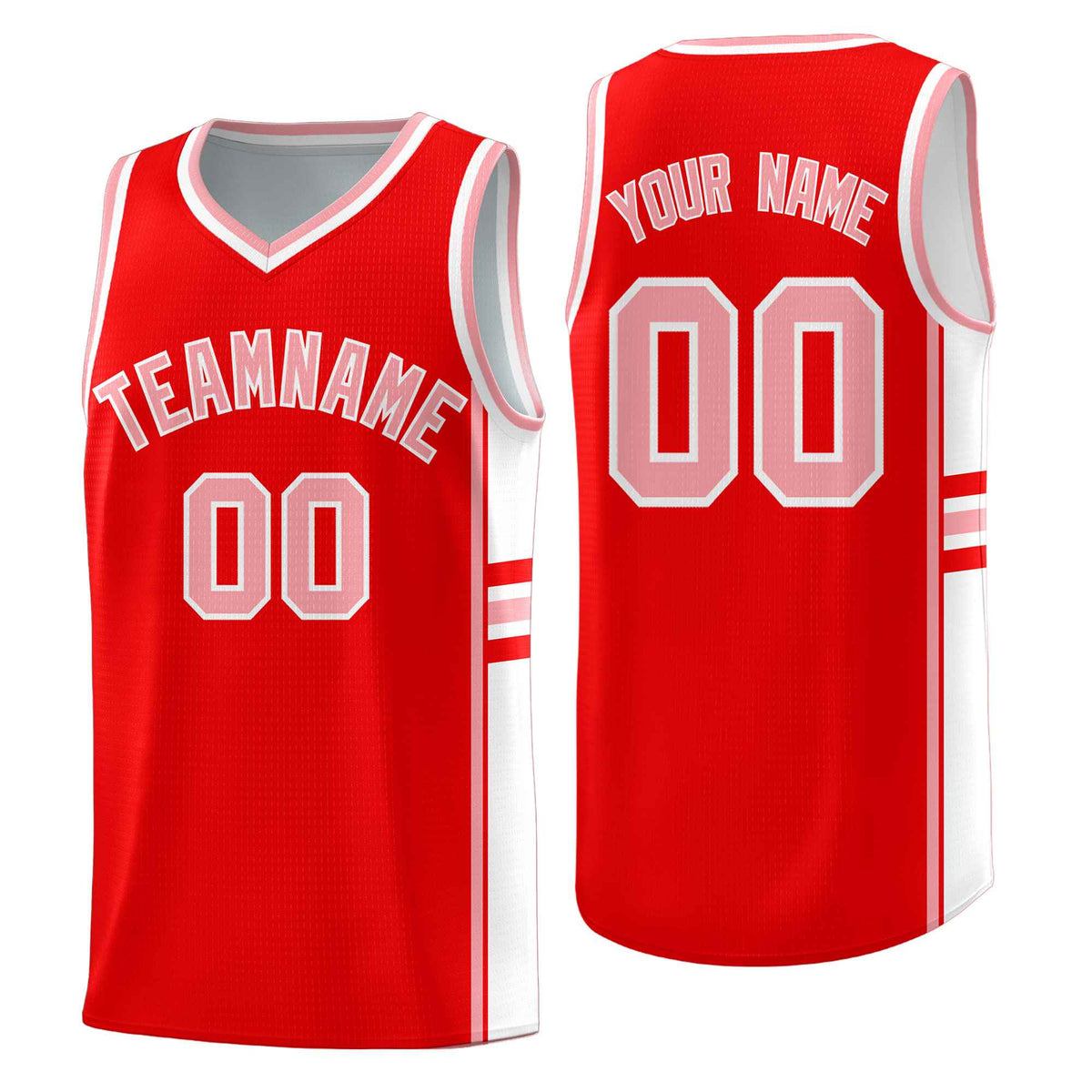 Custom Youth Basketball Jersey - Light Red White Two-Tone Classic Varsity Uniform