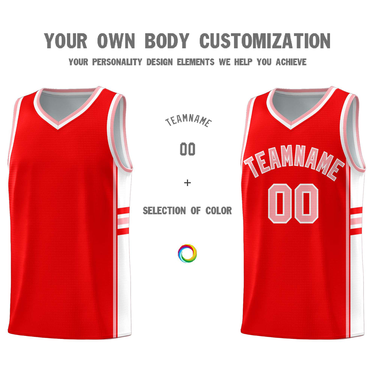 Custom Youth Basketball Jersey - Light Red White Two-Tone Classic Varsity Uniform