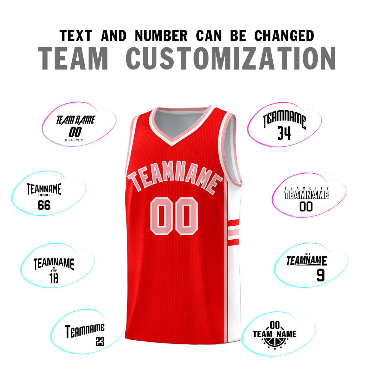 Custom Youth Basketball Jersey - Light Red White Two-Tone Classic Varsity Uniform