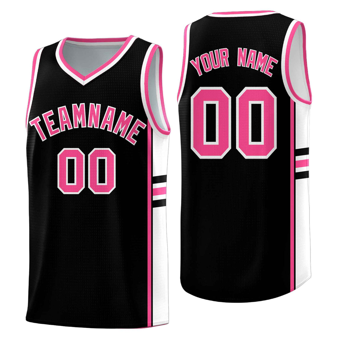 Custom Youth Basketball Jersey - Black Pink Two-Tone Classic Varsity Uniform