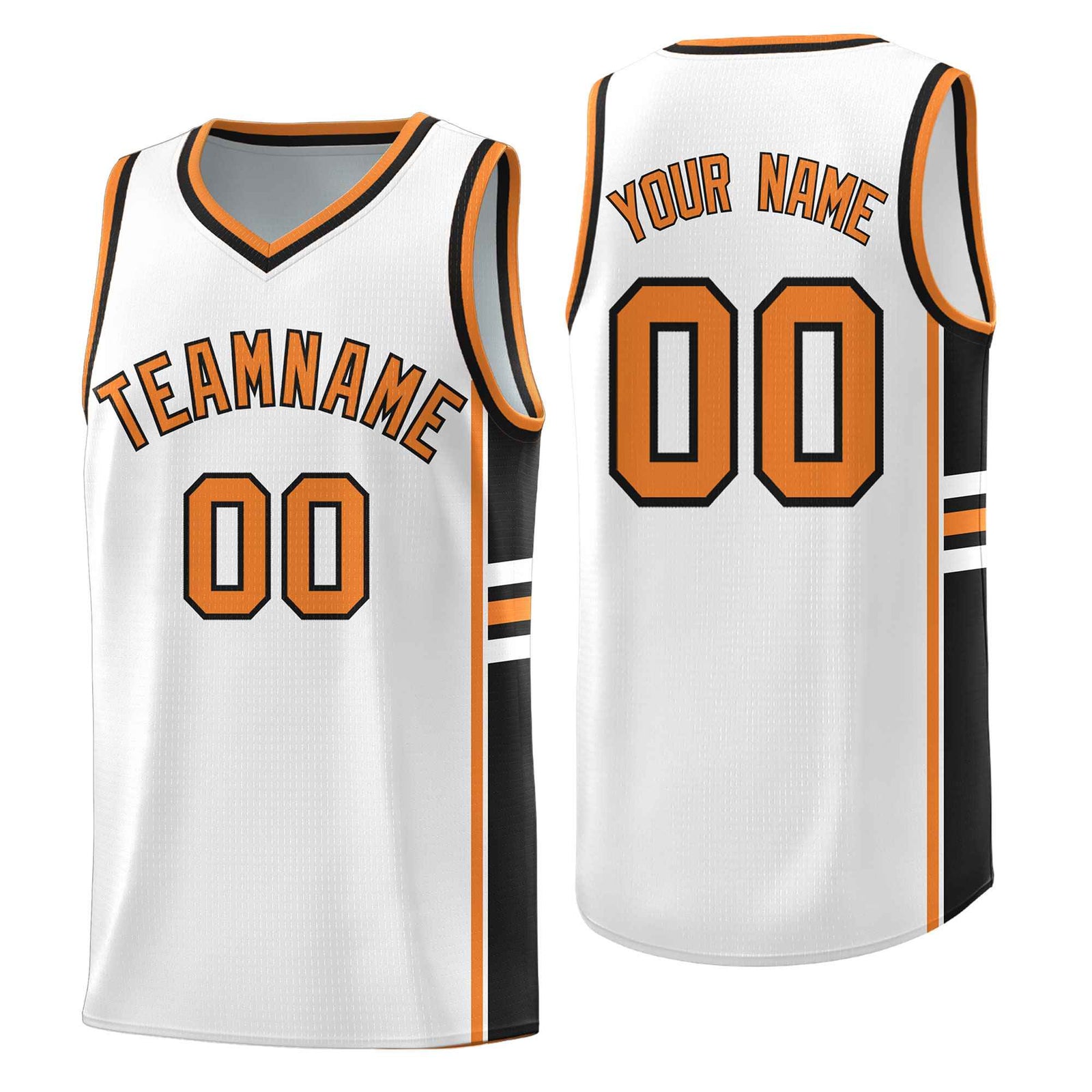 Custom Youth Basketball Jersey - White Gold Orange Personalized Varsity Two-Tone Uniform