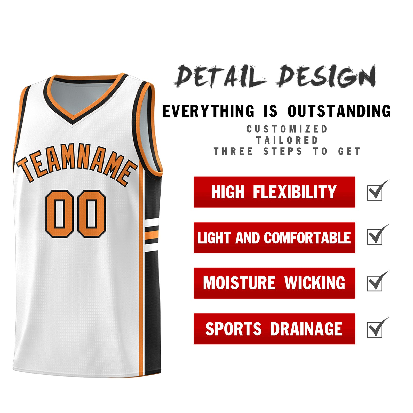 Custom Youth Basketball Jersey - White Gold Orange Personalized Varsity Two-Tone Uniform