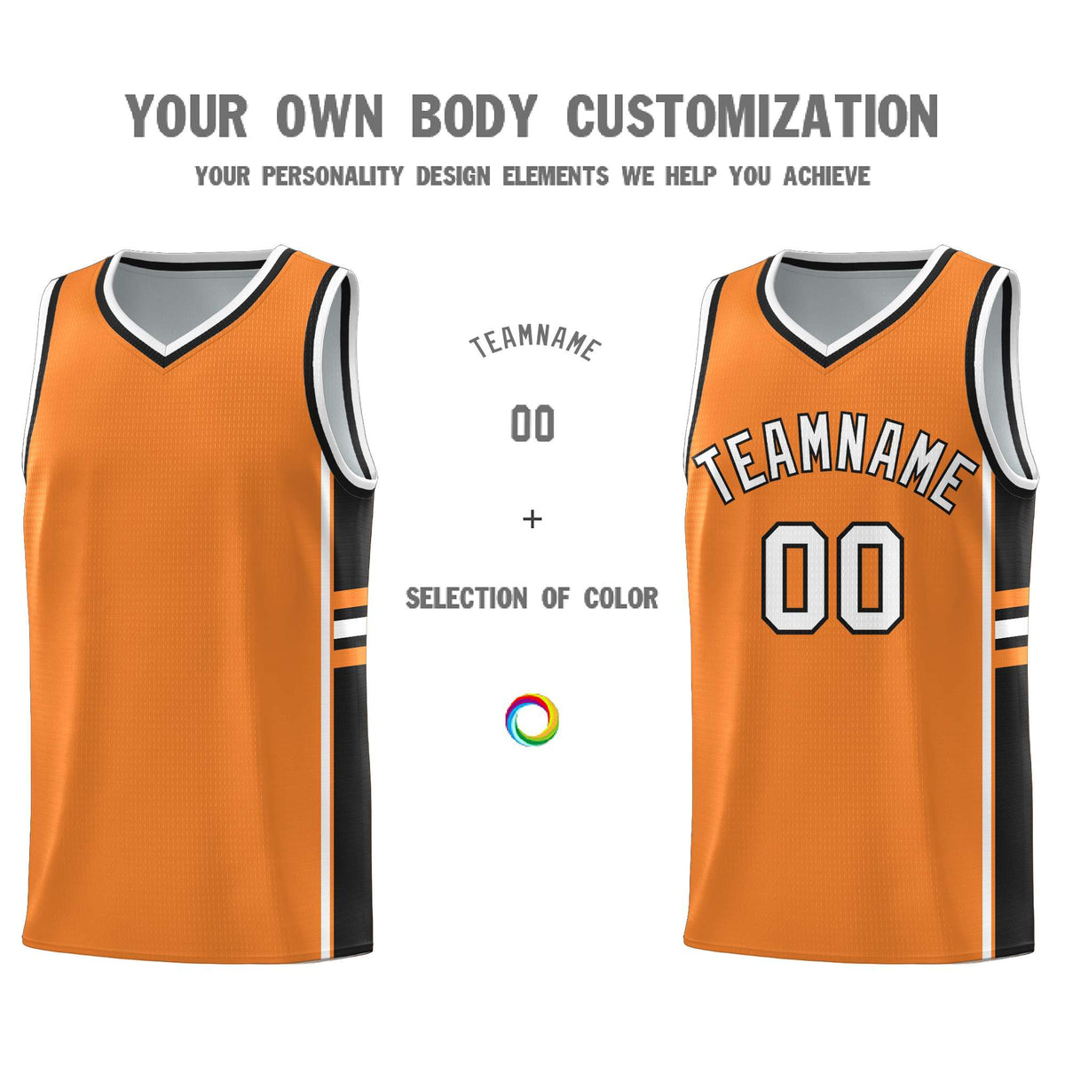 Custom Youth Basketball Jersey - Gold Orange Black Two-Tone Varsity Jersey Set
