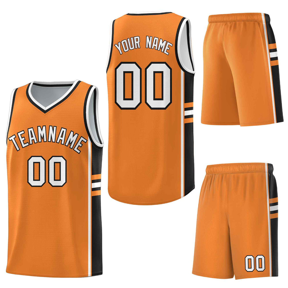 Custom Gold Orange Black Classic Color Block Quick-Drying Personalized Uniform Basketball Jersey