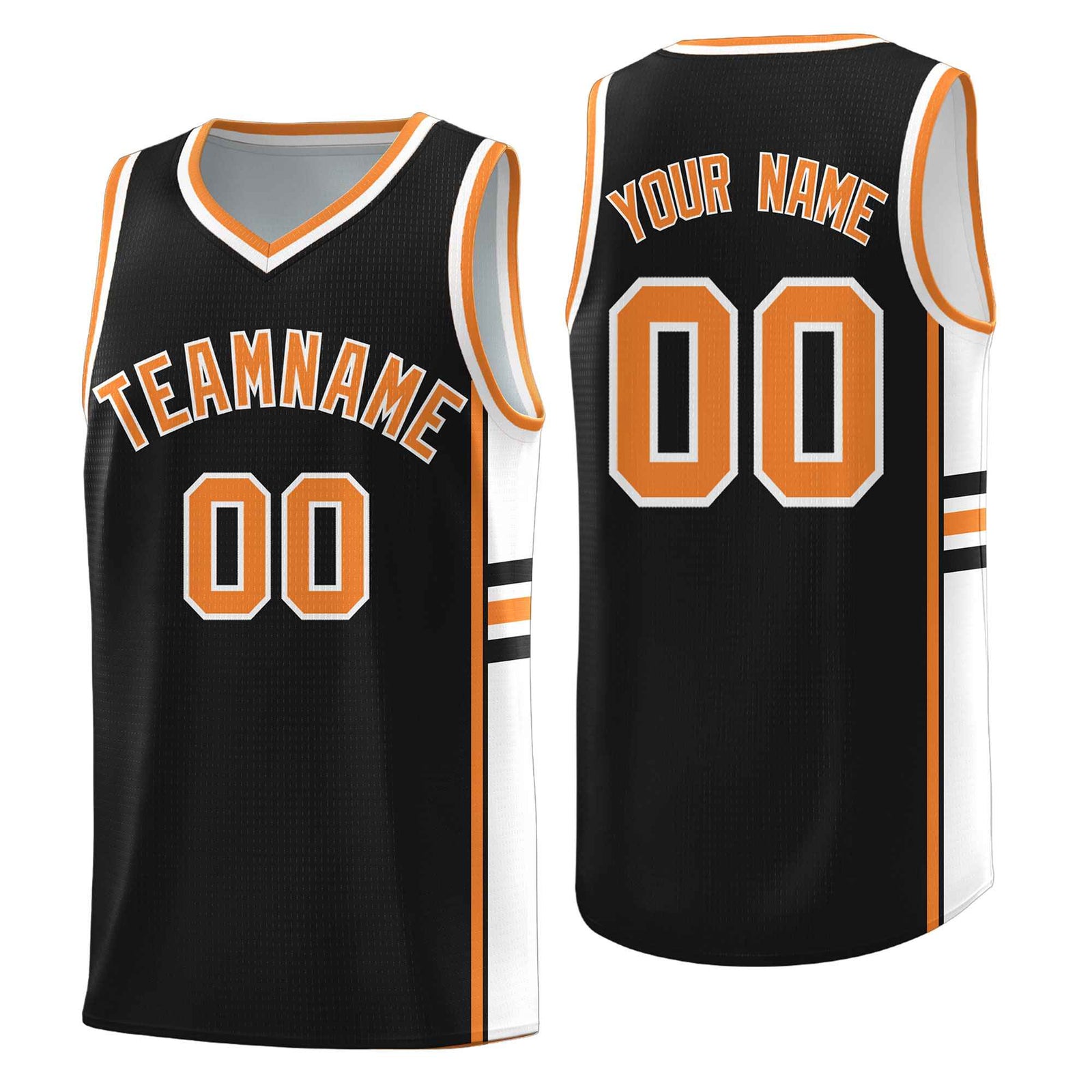 Custom Youth Basketball Jersey - Black Gold Orange Two-Tone Classic Varsity Uniform
