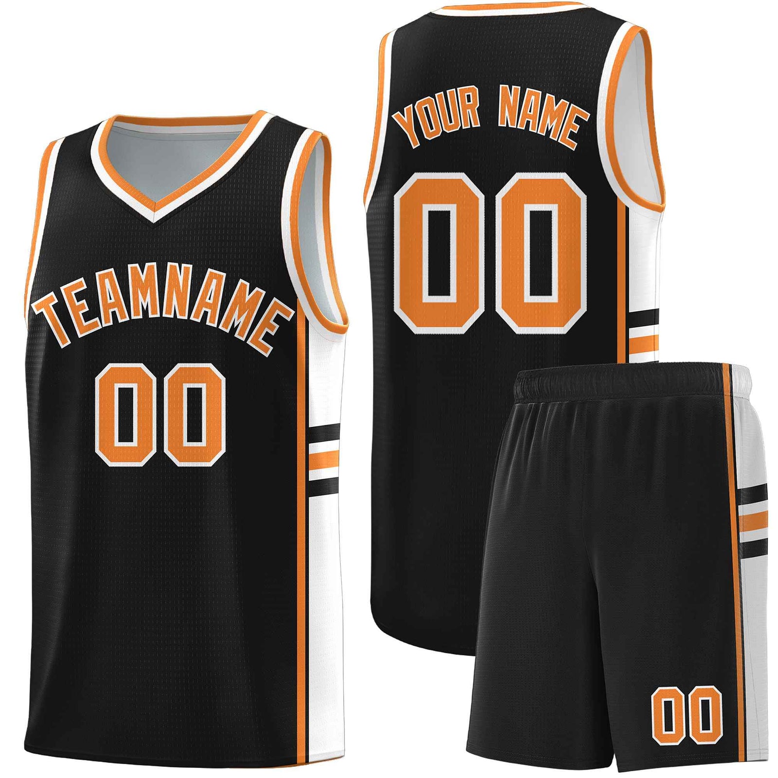Custom Youth Basketball Jersey - Black Gold Orange Two-Tone Classic Varsity Uniform